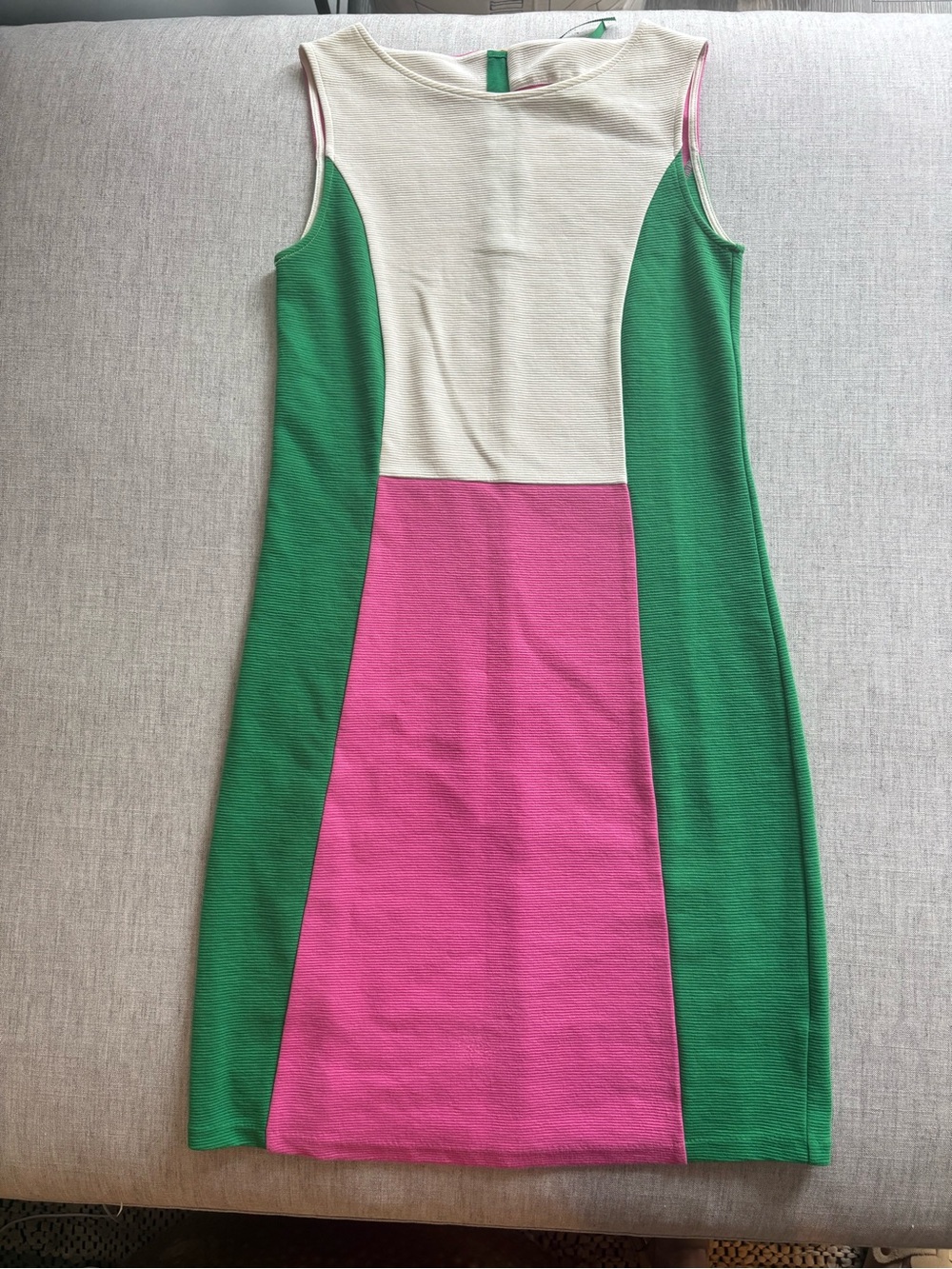 Boden Colorblock Sleeveless Sheath Dress in Pink, Green & Cream